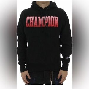 Champion Black Sweatshirt with Gradient Red Logo